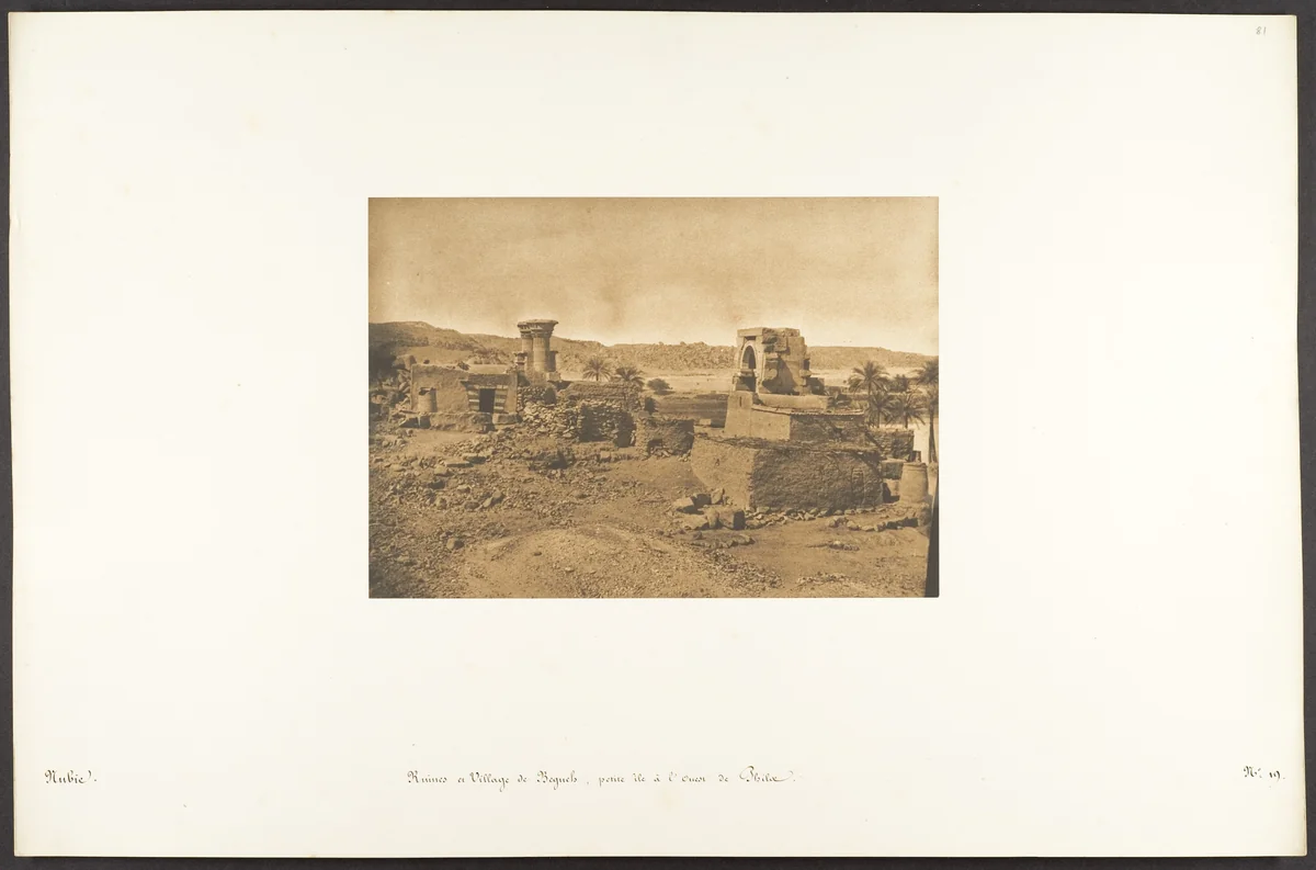 Ruines et Village de Begueh, petite île à l'Ouest de Philae by Maxime Du Camp, photograph, 1850