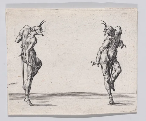 Reverse Copy of Les Deux Pantalons se Regardant (Men in Pantsuits Looking at Each Other), from "Les Caprices" by anonymous, print, 1620-1700