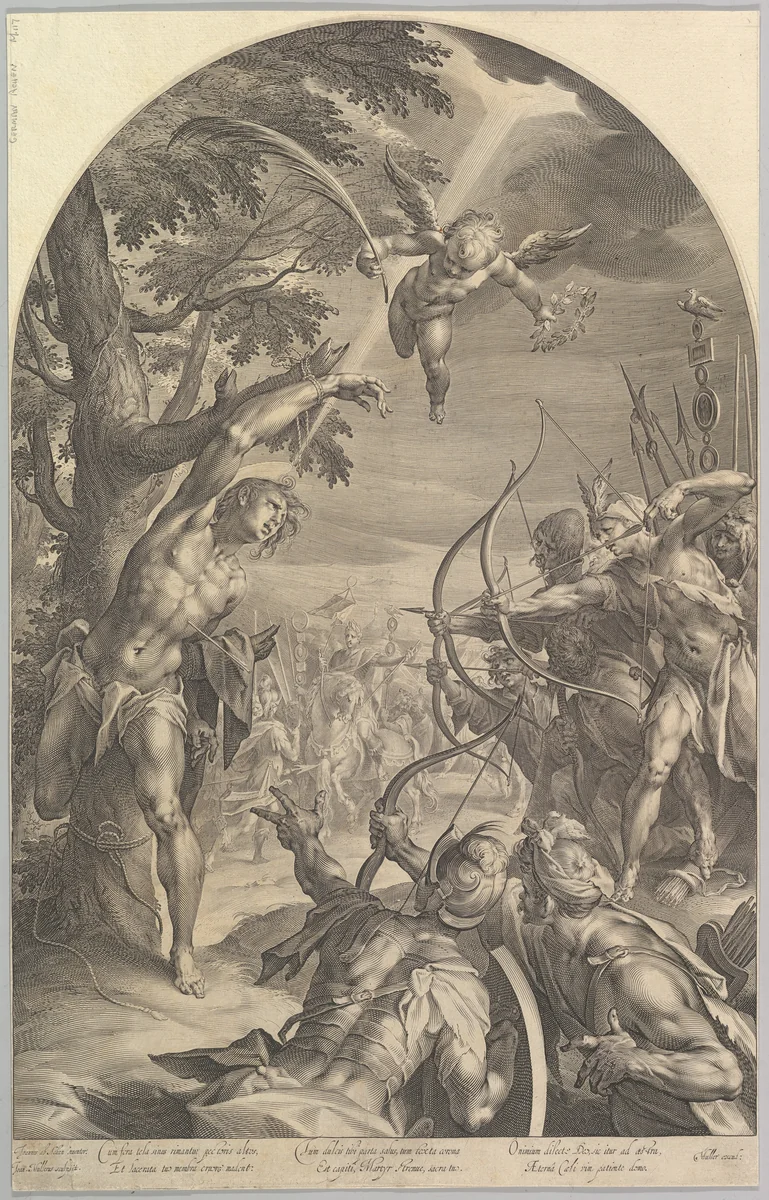 The Martyrdom of St. Sebastian by Jan Muller, print, 1595-1605