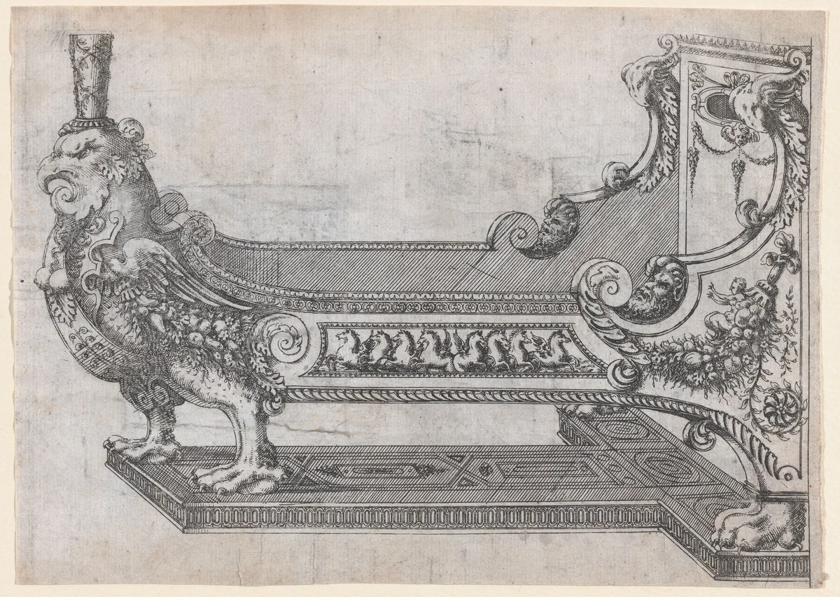 Design for a Bed by Jacques Androuet du Cerceau, print, 1565-1570