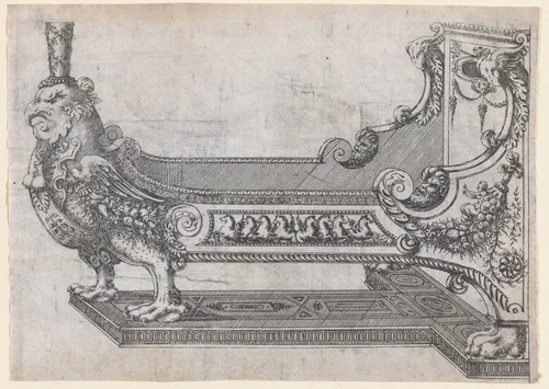 Design for a Bed by Jacques Androuet du Cerceau, print, 1565-1570