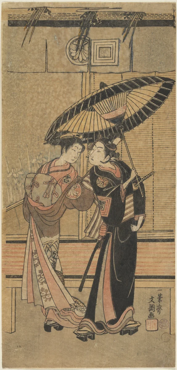 Segawa Kikunojo II as a Girl and Ichikawa Tomiyeimon? by Ippitsusai Bunchō (一筆齊文調), print, 1760-1780