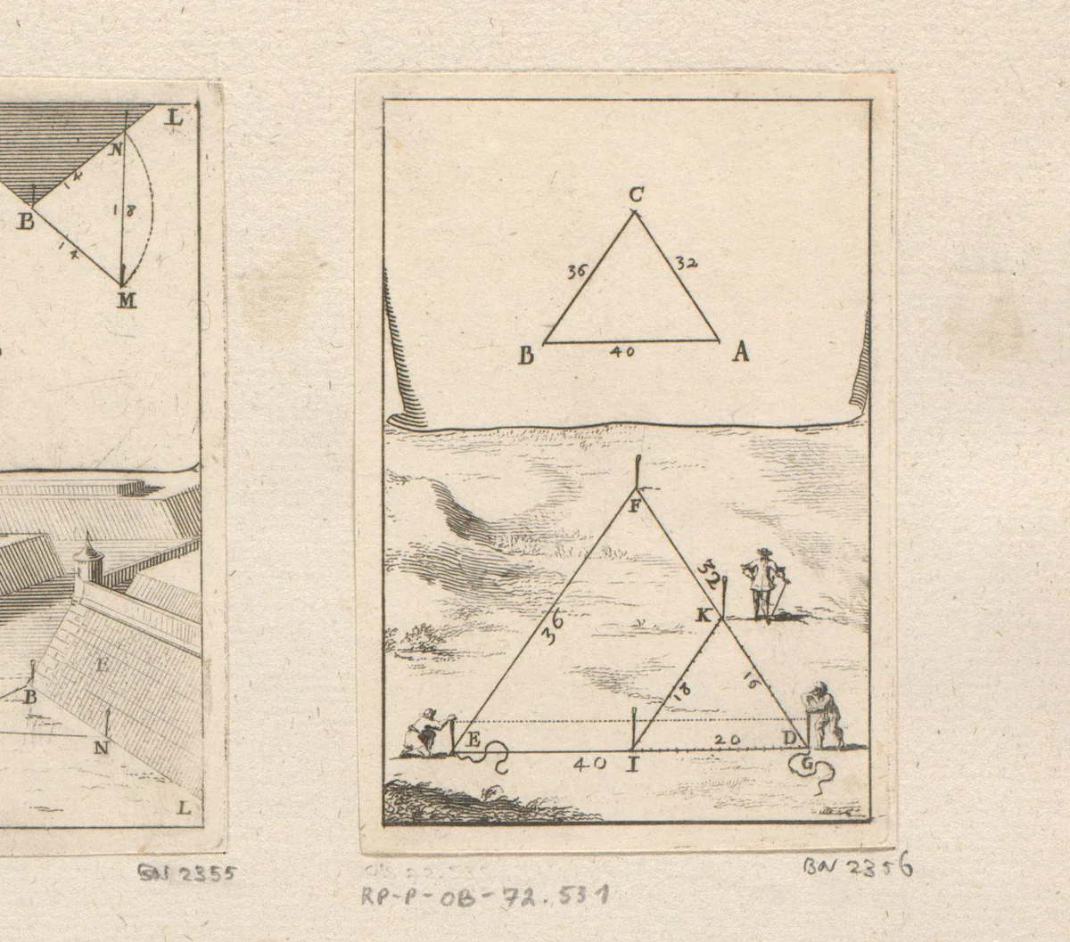 Uitzetten van een driehoek naar een gegeven voorbeeld by Sébastien Leclerc, print, 1669
