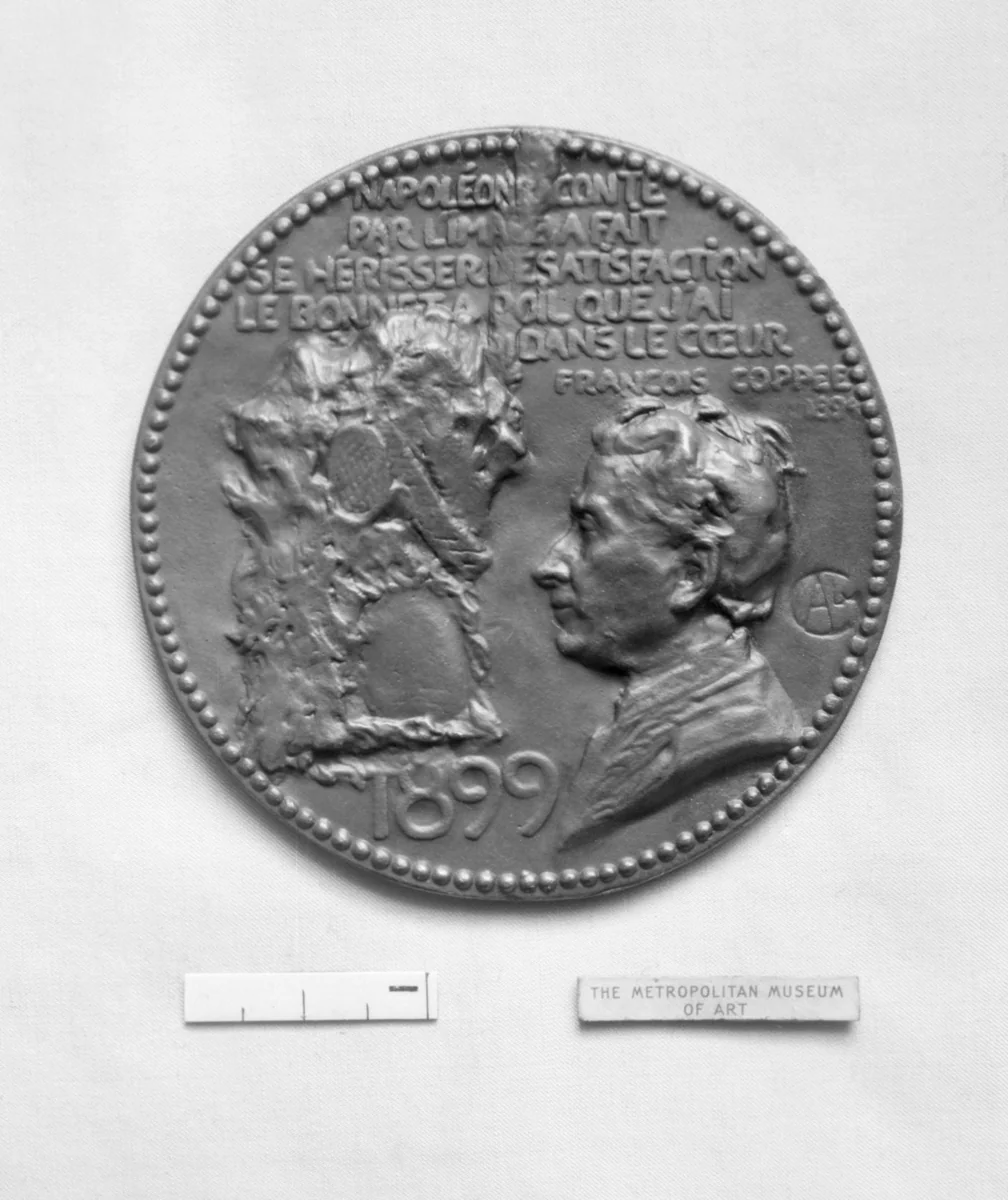 Portrait of François Coppée of the French Academy & Legion of Honor by Alexandre-Louis-Marie Charpentier, metalwork, 1885-1899