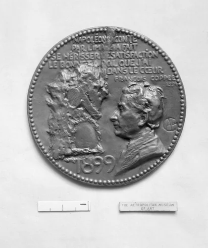 Portrait of François Coppée of the French Academy & Legion of Honor by Alexandre-Louis-Marie Charpentier, metalwork, 1885-1899