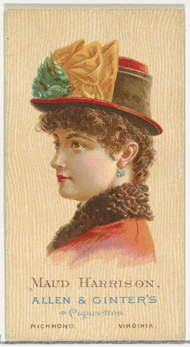 Maud Harrison, from World's Beauties, Series 2 (N27) for Allen & Ginter Cigarettes by Allen & Ginter, print, 1888