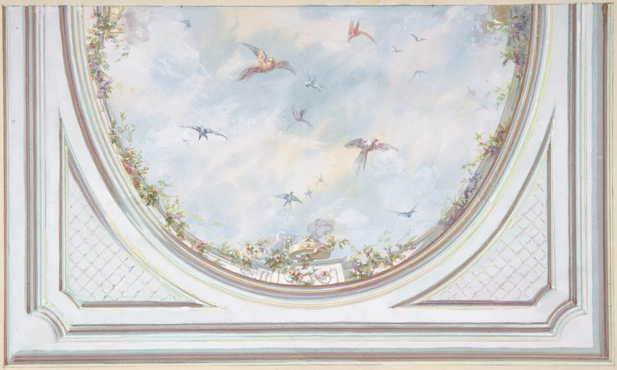 Design for Grand Salon Ceiling, Hôtel Hope by Jules-Edmond-Charles Lachaise, drawing, 1867