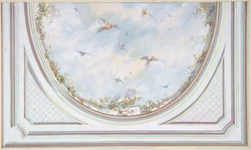 Design for Grand Salon Ceiling, Hôtel Hope by Jules-Edmond-Charles Lachaise, drawing, 1867