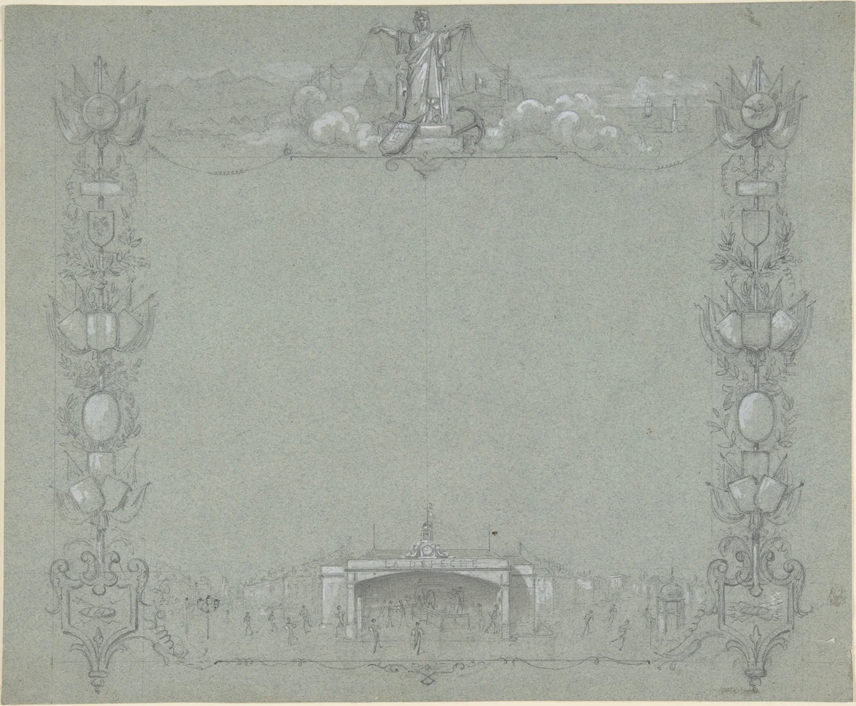 Design for a Certificate(?) sponsored by the French newspaper, La Dépêche by La Dépêche, drawing, 1800-1900