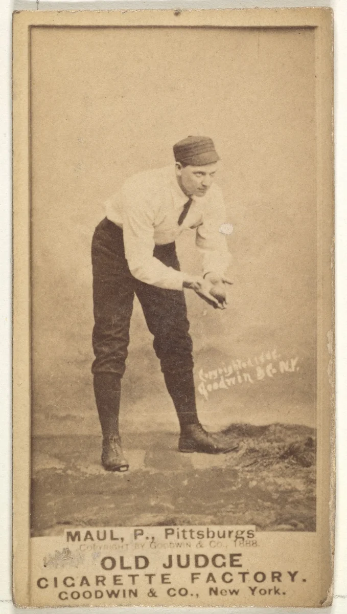 Al Maul, Pitcher, Pittsburgh, from the Old Judge series (N172) for Old Judge Cigarettes by Goodwin & Company, photograph, 1888