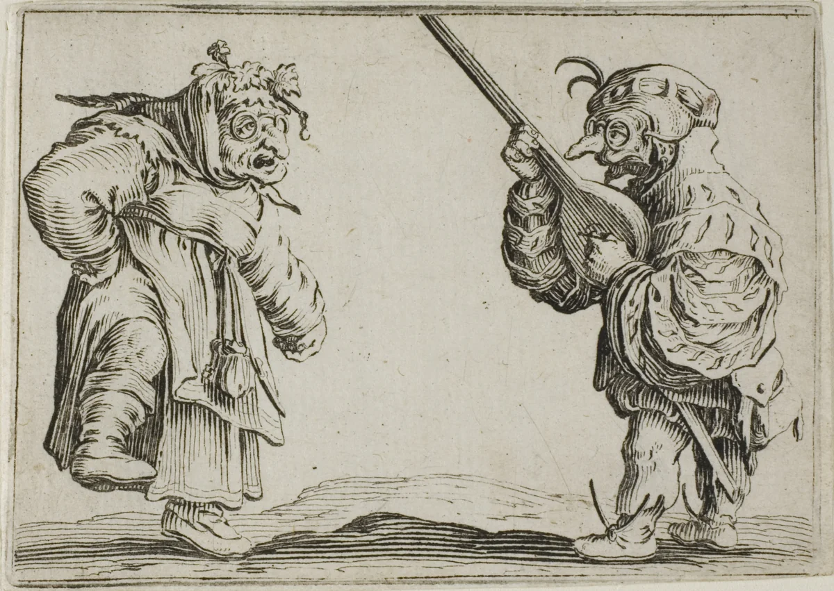 The Dancers with the Lute, from The Caprices by Jacques Callot, print, 1617-1627