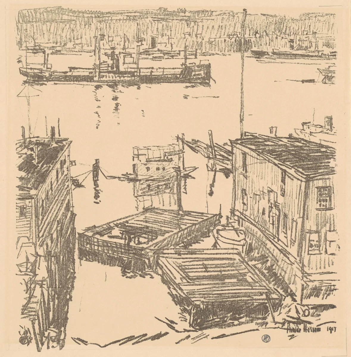 North River by Childe Hassam, print, 1917