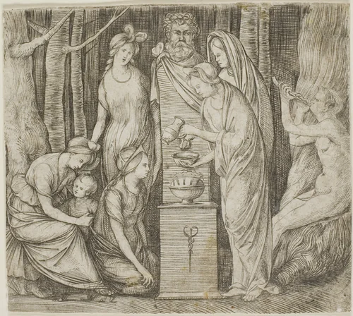 Sacrifice to Priapus, the smaller plate by Jacopo de' Barbari, print, 1501-1503