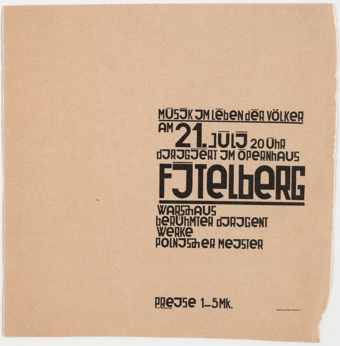 Fitelberg by Kurt Schwitters, design, 1927