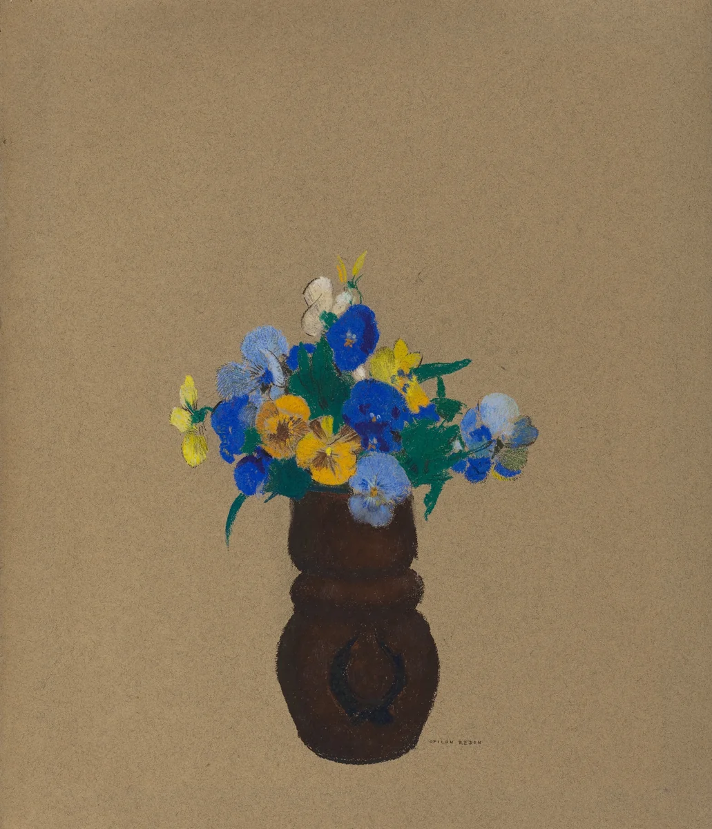 Pansies by Odilon Redon, drawing, 1905