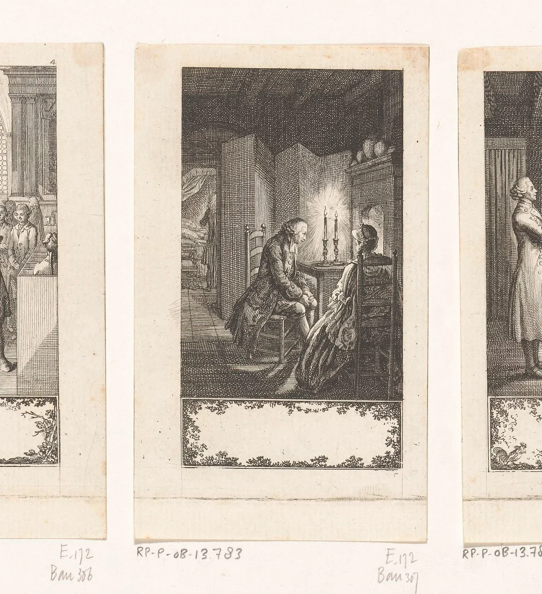 Pastor Gros wachtend voor de haard by Daniel Nikolaus Chodowiecki, print, 1776