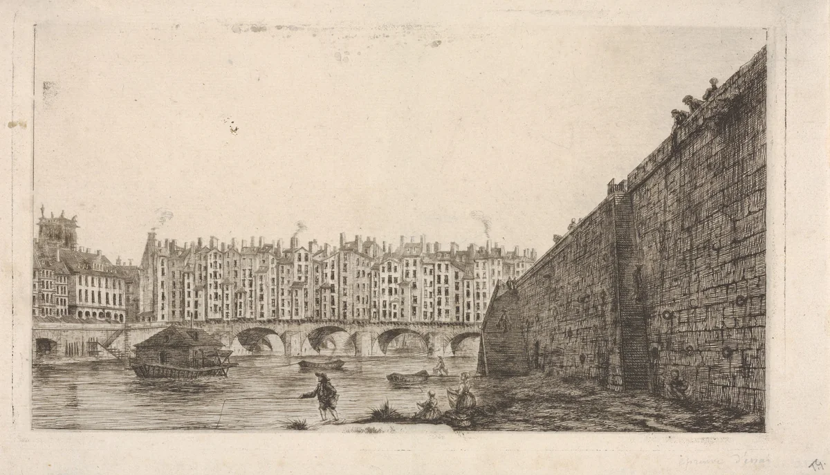Le Pont-au-Change vers 1784 by Charles Meryon, print, 1855