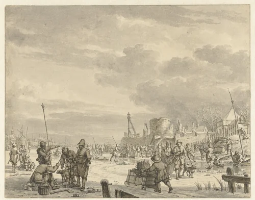 Winterlandschap by Jacob Cats, drawing, 1779