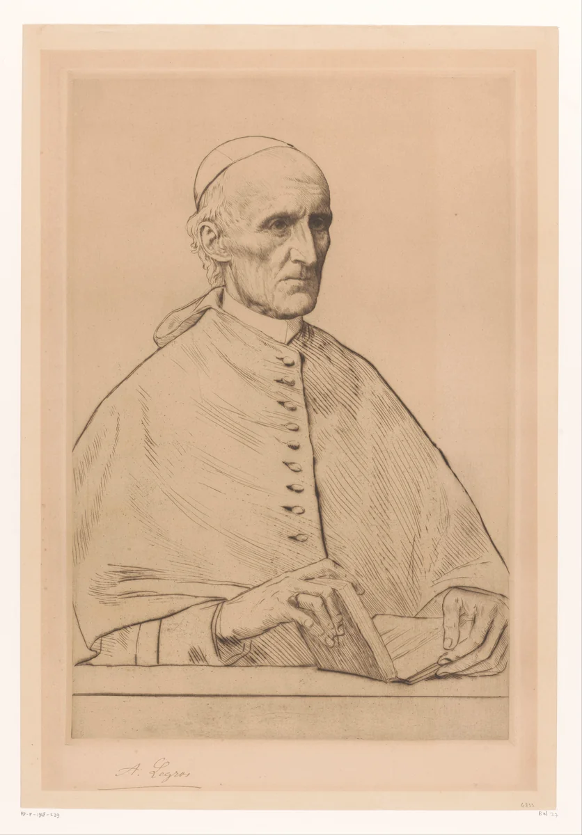 Portret van kardinaal Henry Eduard Manning aartsbisschop van Westminster by Alphonse Legros, print, 1876