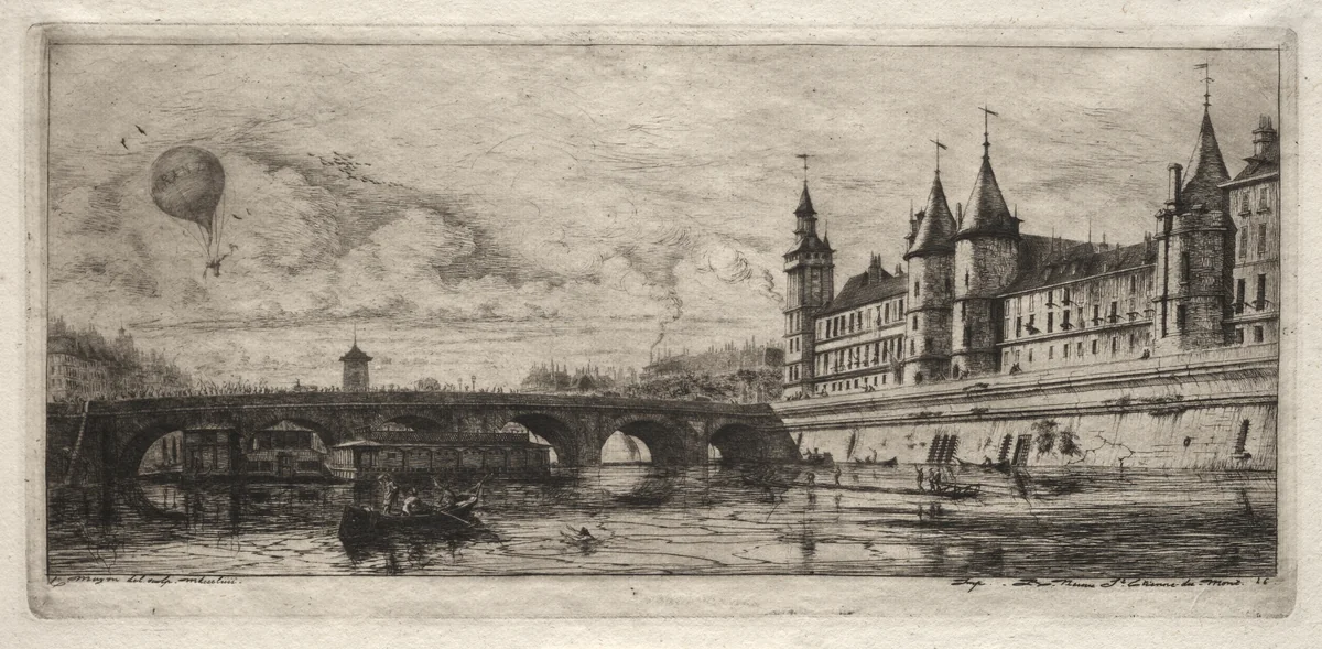 Etchings of Paris: The Exchange Bridge by Charles Meryon, print, 1854