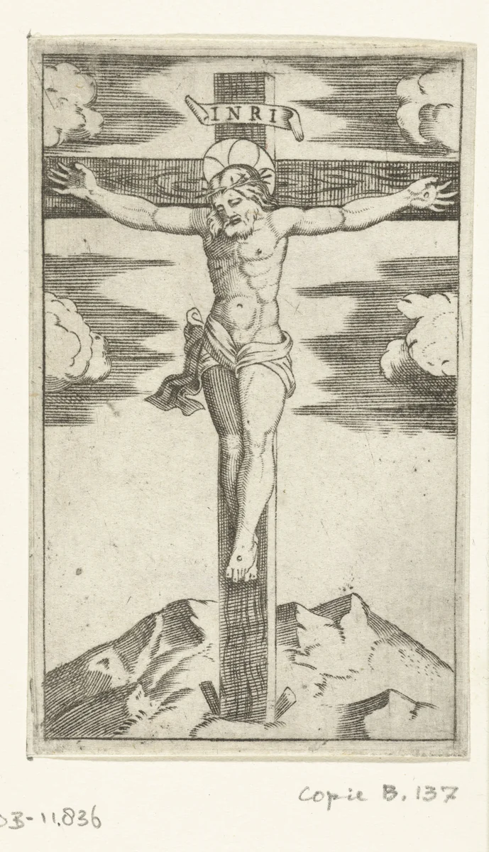 Christus aan het kruis by anonymous, print, 1500-1575