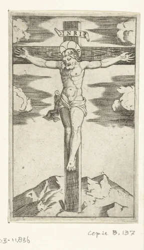 Christus aan het kruis by anonymous, print, 1500-1575