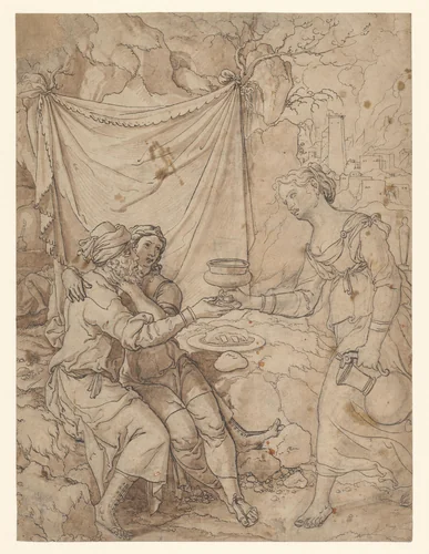 Lot en zijn dochters by Jan Swart, drawing, 1535-1560