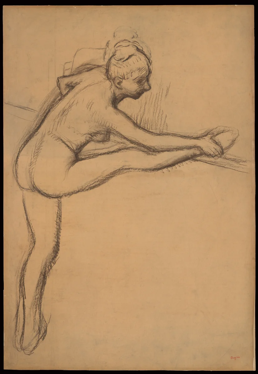 Study of a Nude (Dancer at the Barre) by Edgar Degas, drawing, 1884-1900