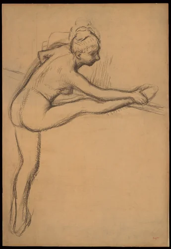 Study of a Nude (Dancer at the Barre) by Edgar Degas, drawing, 1884-1900