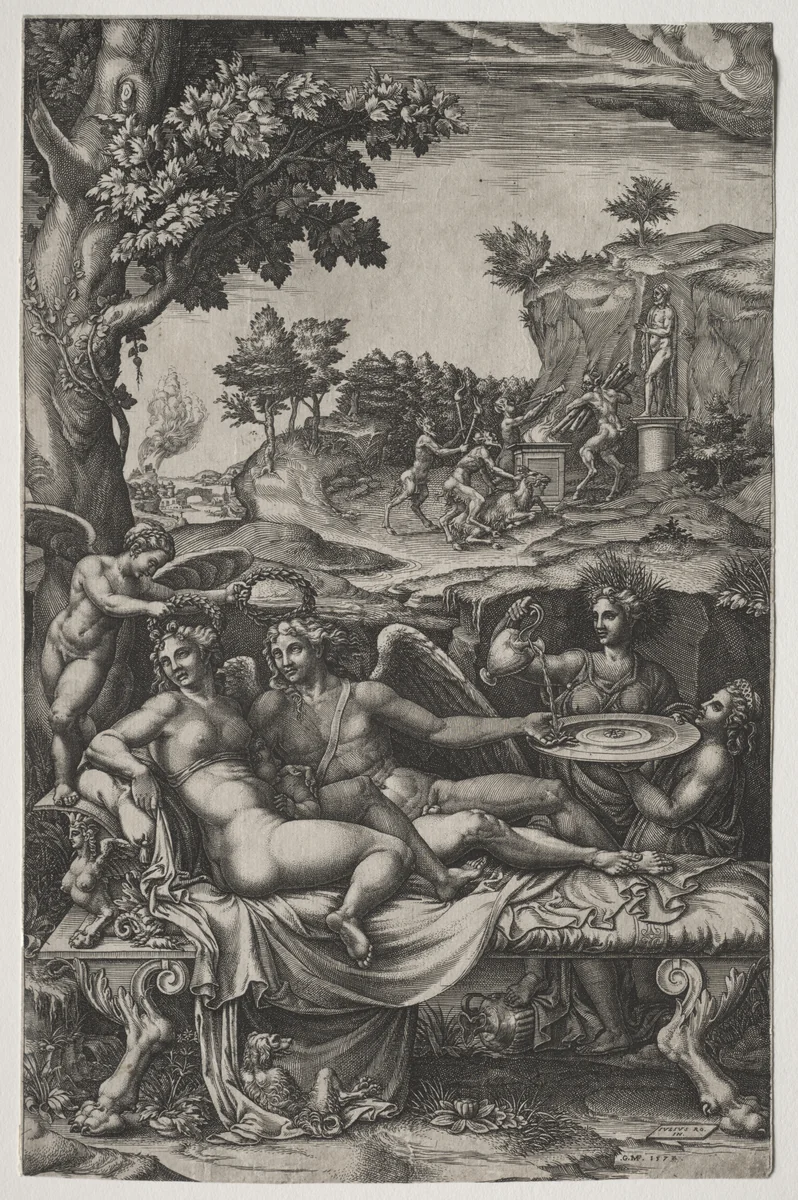 Cupid and Psyche by Giorgio Ghisi, print, 1574