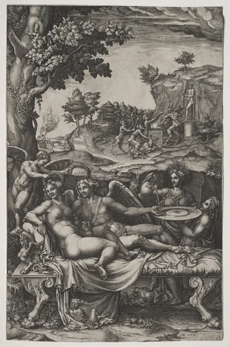 Cupid and Psyche by Giorgio Ghisi, print, 1574