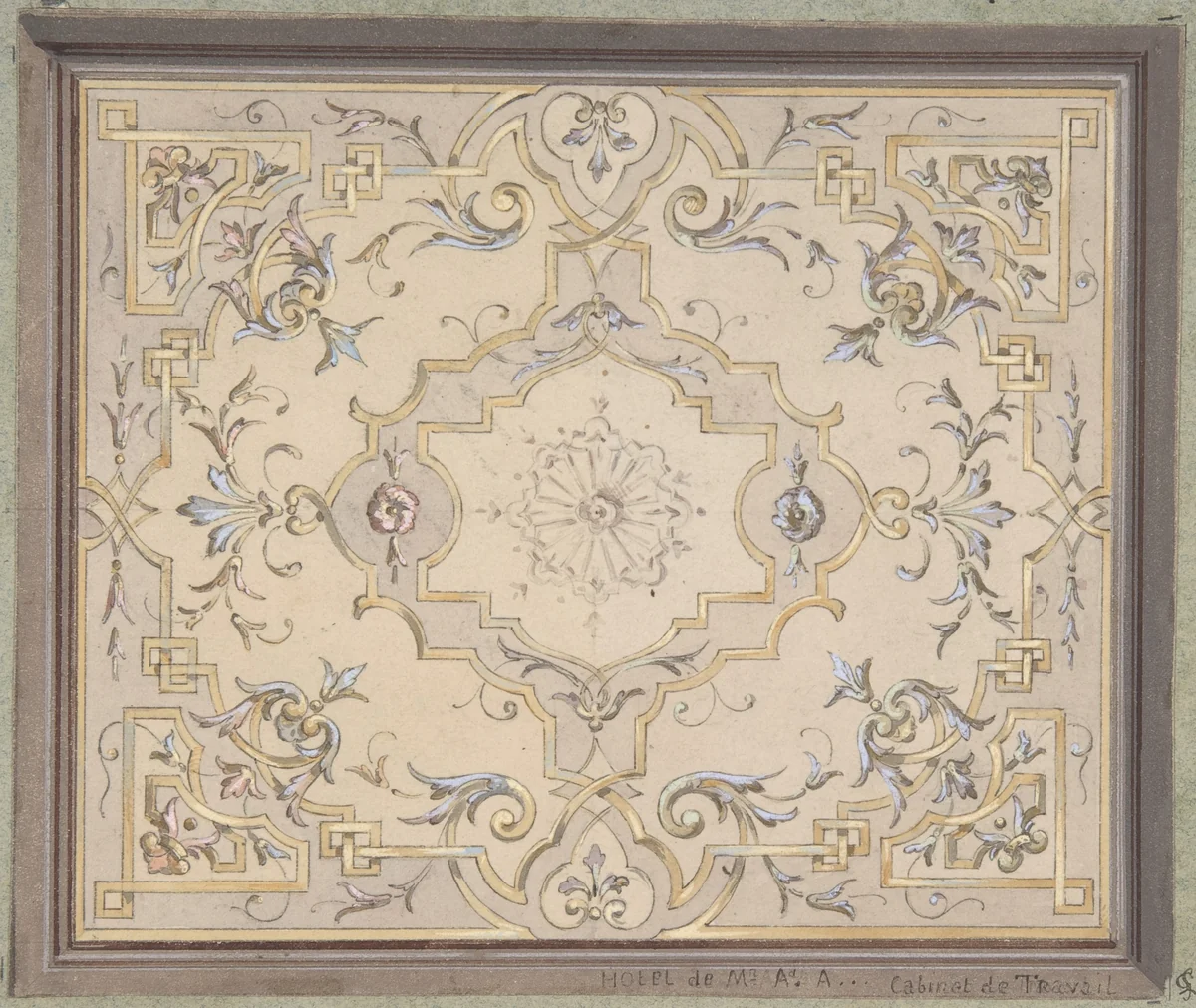 Design for a Study Ceiling by Jules-Edmond-Charles Lachaise, drawing, 1850-1900