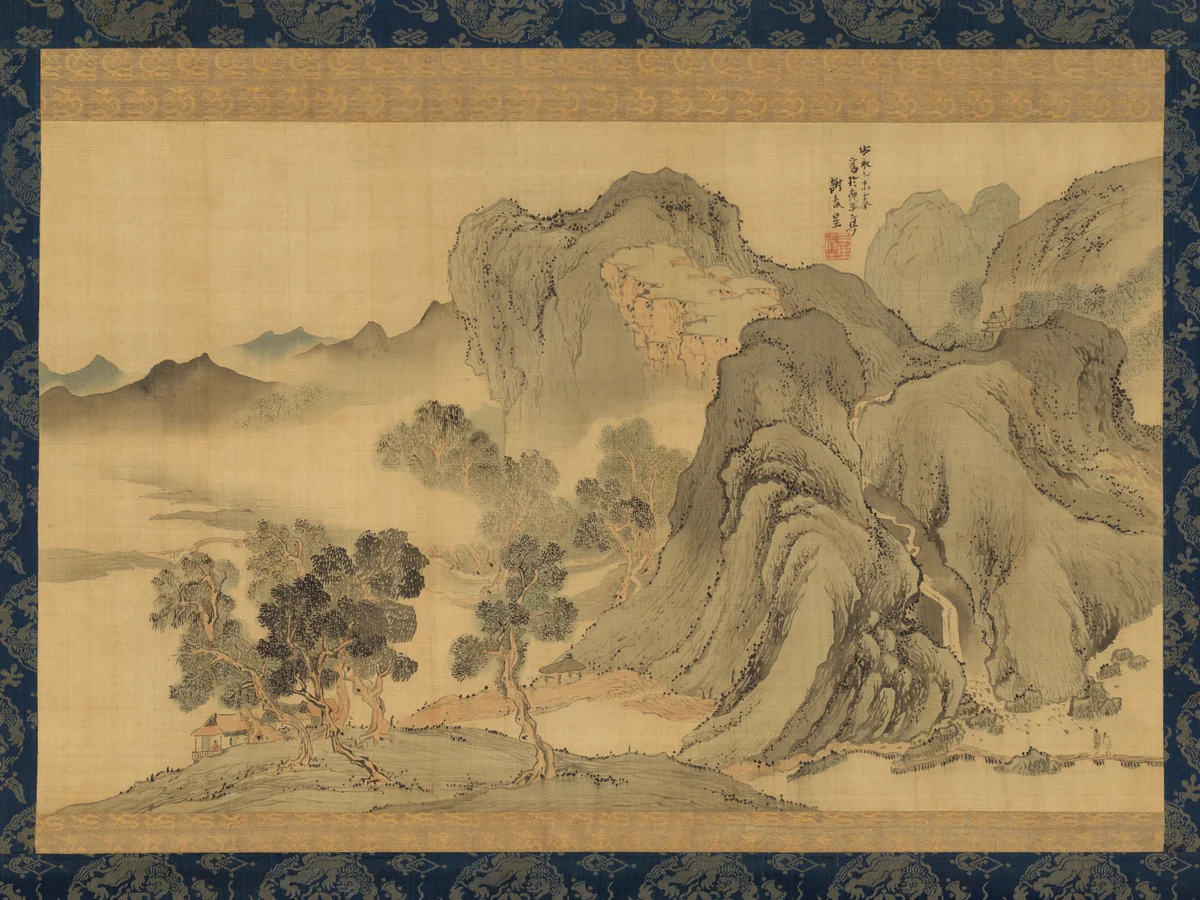 Landscape in Light Colors by Yosa Buson (与謝蕪村), painting, 1775
