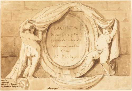 Title Page: Oval Design from the Church of San Michele de Bosco, Bologna by Jean Honoré Fragonard, print, 1772