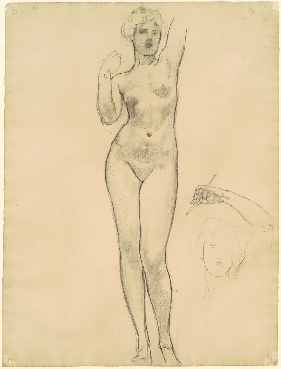 Studies of Aphrodite for "Aphrodite and Eros" by John Singer Sargent, drawing, 1919-1920