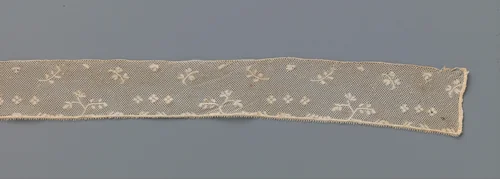 Strook kloskant met takjes en rijtjes met drie losse rozetjes by anonymous, other, 1795-1899