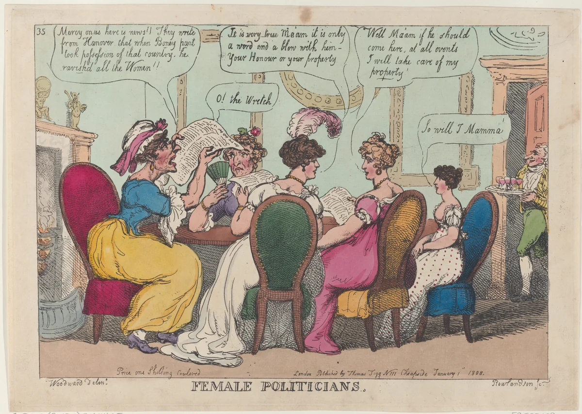 Female Politicians by Thomas Rowlandson, print, 1808