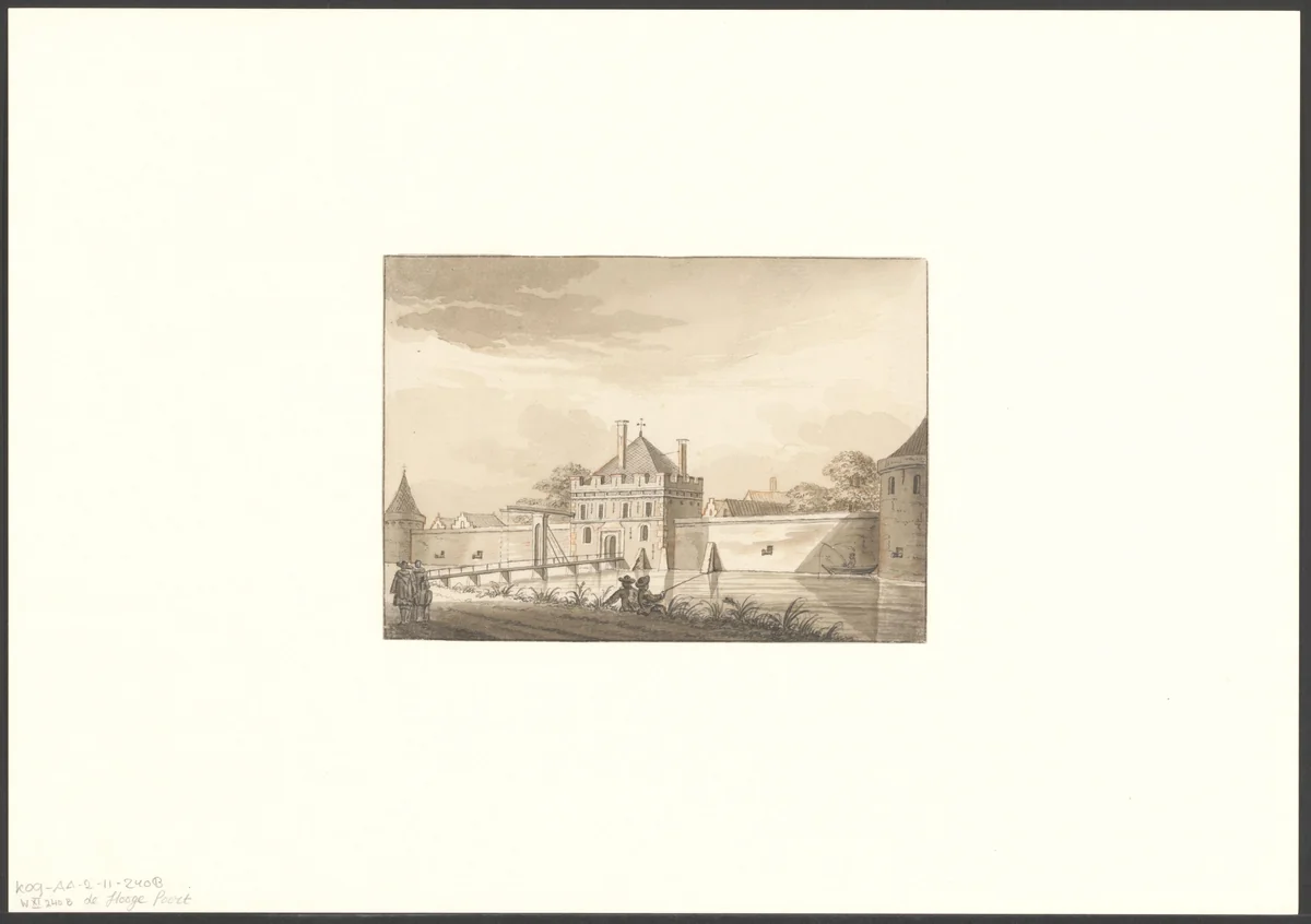 Gezicht op de Hooge Poort by Unknown, drawing, 1580-1605