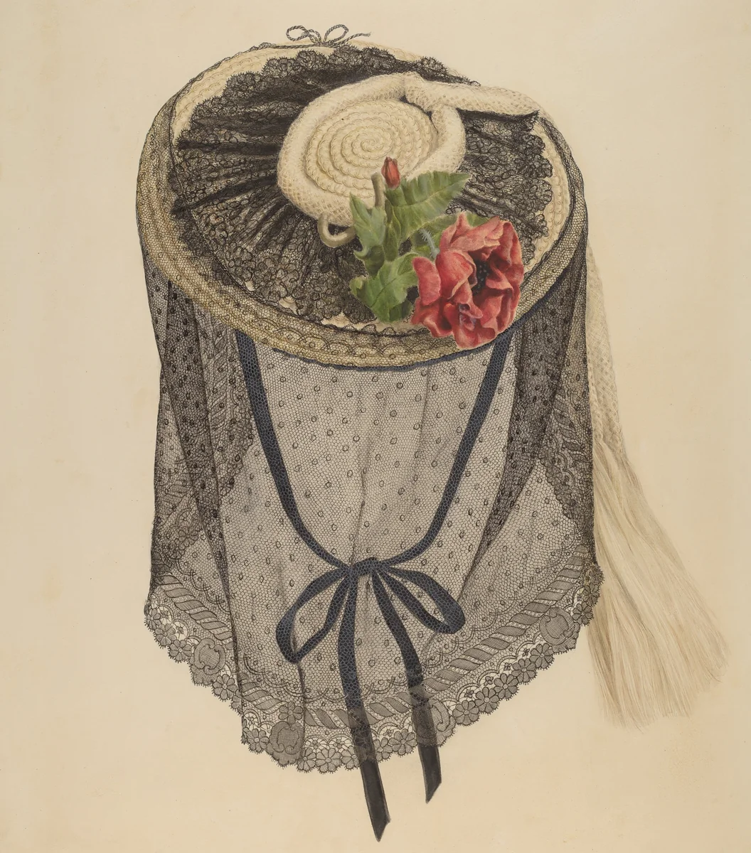 Lace and Straw Bonnet by Henry De Wolfe, index of american design, 1940