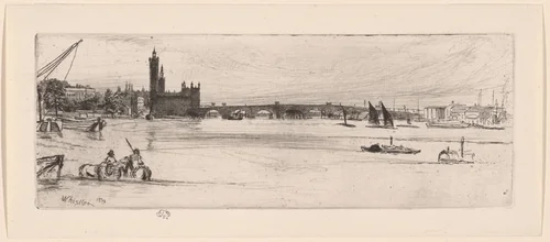 Old Westminster Bridge by James McNeill Whistler, print, 1859