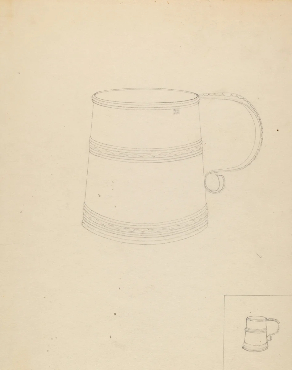 Mug by Charlotte Winter, index of american design, 1935-1942