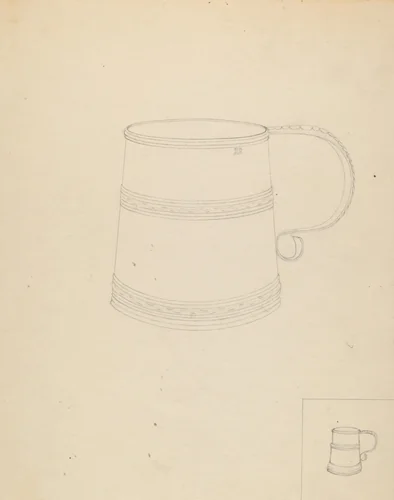 Mug by Charlotte Winter, index of american design, 1935-1942