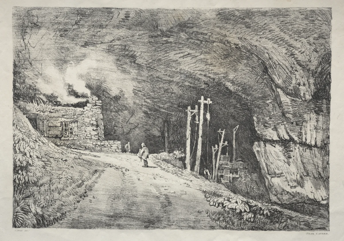 A Series of Ancient Buildings and Rural Cottages in the North of England: Peak Cavern by Samuel Prout, print, 1821
