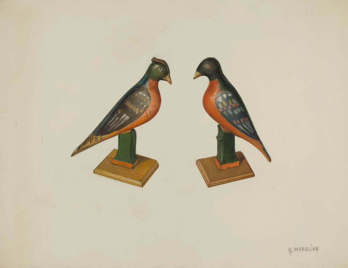 Pa. German Toy Birds by Arsen Maralian, index of american design, 1939