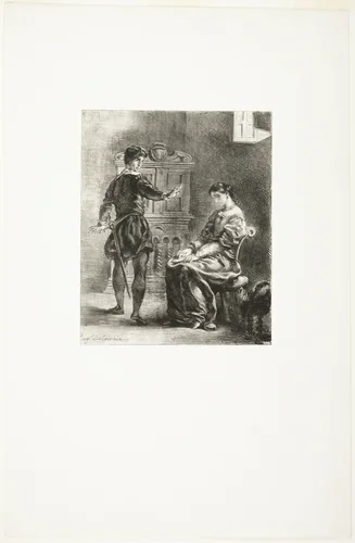 Hamlet and Ophelia by Eugène Delacroix, print, 1835-1843