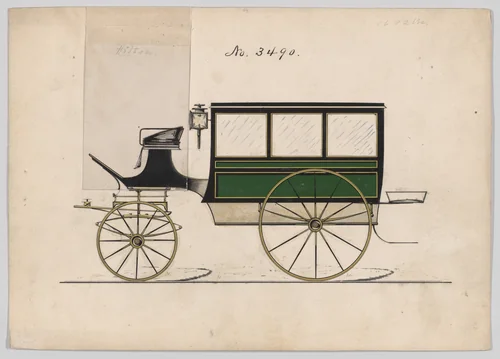 Design for Omnibus or Wagonette, no. 3490 by Brewster & Co., drawing, 1879