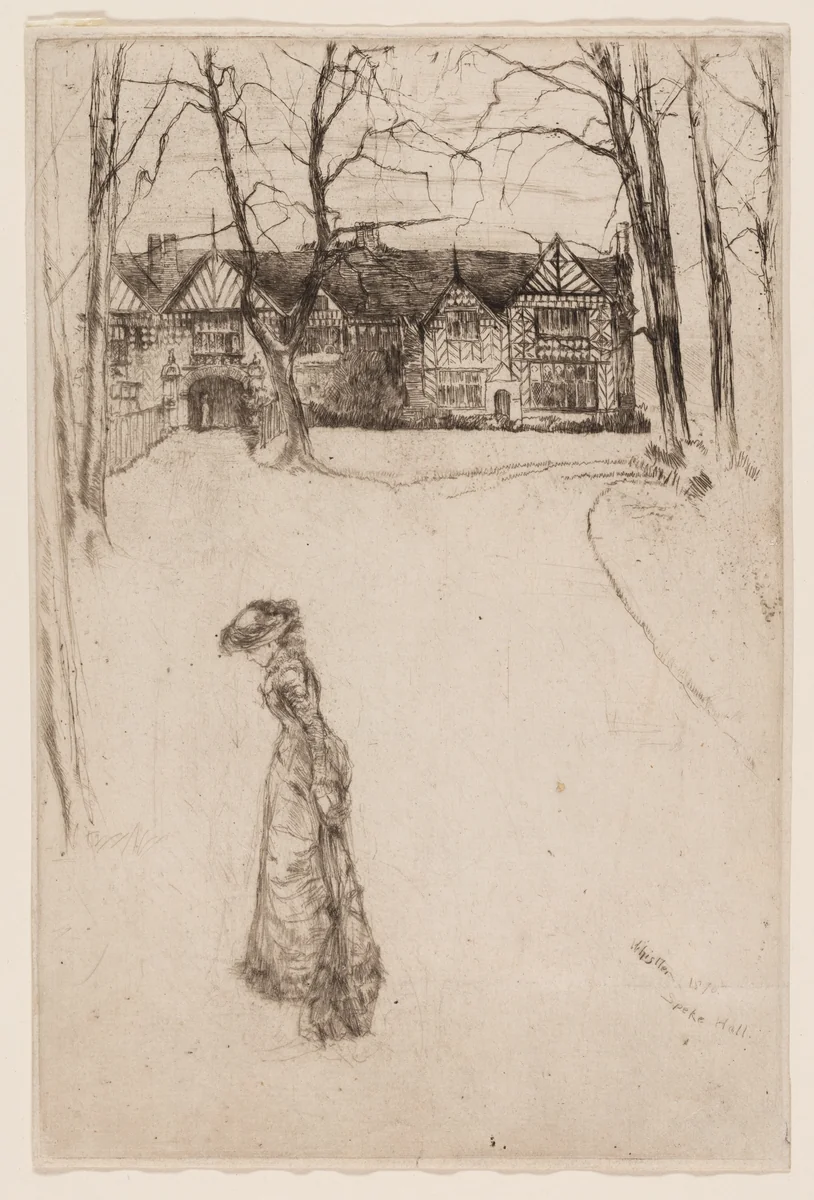 Speke Hall: The Avenue by James McNeill Whistler, print, 1870-1878
