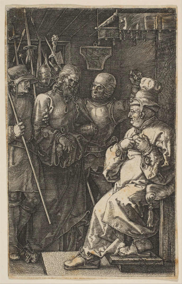 Christ before Caiaphas, from "The Passion" by Albrecht Dürer, print, 1512