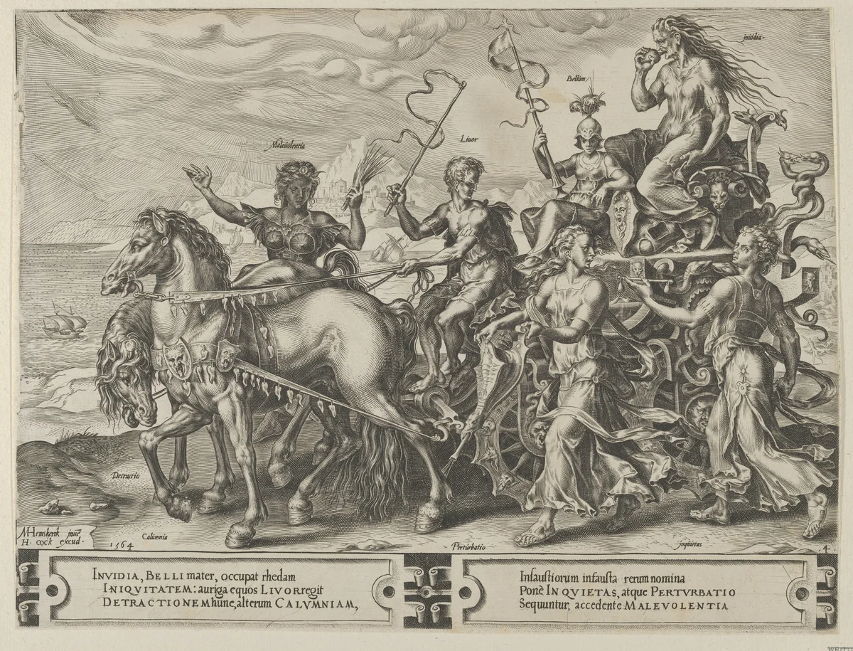 The Triumph of Envy, from The Cycle of the Vicissitudes of Human Affairs, plate 4 by Cornelis Cort, print, 1564