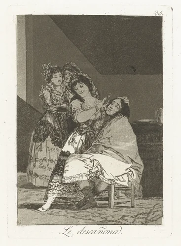 Zij scheert hem by Francisco de Goya, print, 1797-1799